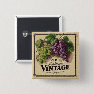 Old Fashion Vintage Grapes, Purple and Black Wine 15 Cm Square Badge