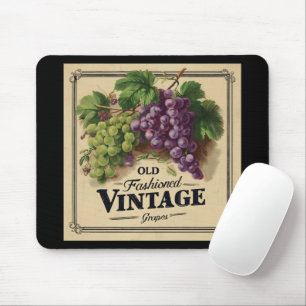 Old Fashion Vintage Grapes, Purple and Black Wine Mouse Pad