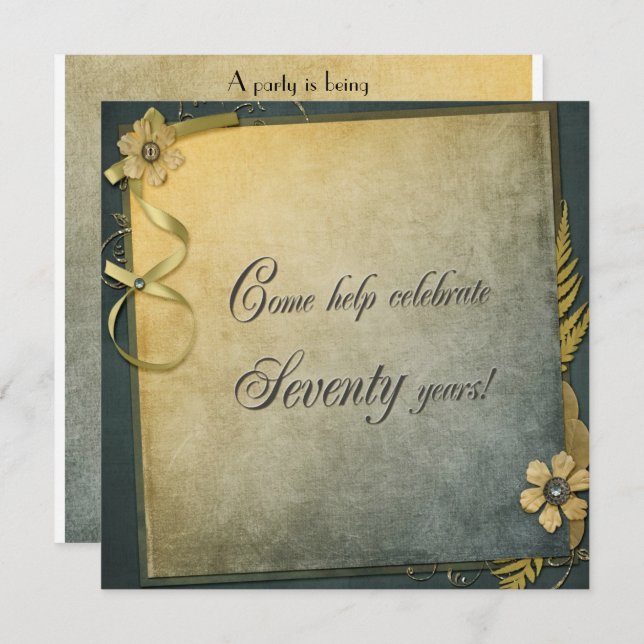 old-fashioned 70th Birthday Invite (Front/Back)