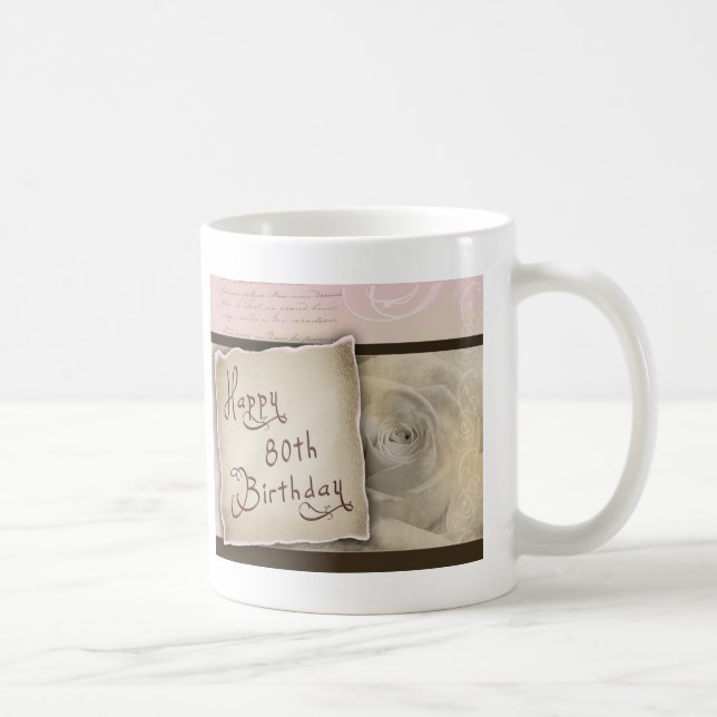 Old Fashioned 80th Birthday Greetings Coffee Mug (Right)