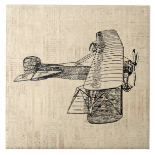 Old Fashioned Aeroplane Ceramic Tile