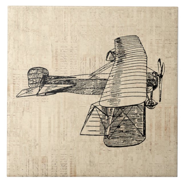 Old Fashioned Aeroplane Ceramic Tile (Front)