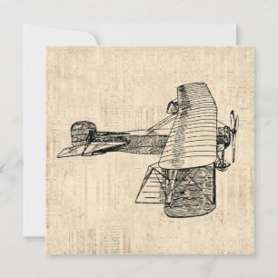 Old Fashioned Aeroplane Invitation