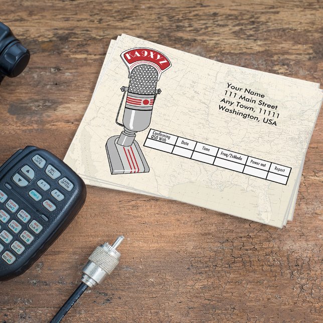 Old Fashioned Art Deco Microphone QSL Postcard (Creator Uploaded)