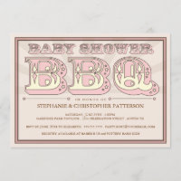 Old Fashioned Baby Shower BBQ in Pink Invitation