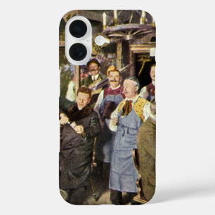 Old Fashioned Bar with People Celebrating, a Party iPhone 16 Case