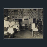 Old-Fashioned Barbershop 1912 Vintage Postcard<br><div class="desc">A reproduction of a vintage image shows an Old-Fashioned Barbershop 1912. R687124</div>