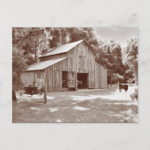 Old Fashioned Barn Postcard in Sepia
