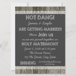 Old Fashioned Barn Wood Chalkboard Country Wedding Invitation