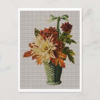 Old-fashioned Basket of Flowers Postcard