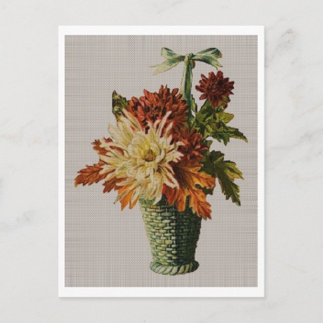 Old-fashioned Basket of Flowers Postcard (Front)
