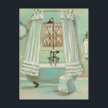 Old Fashioned Bathroom Postcard<br><div class="desc">© Silvia Vassileva / Wild Apple.  An old fashioned bathroom in shades of blue. A bathtub,  curtains,  and other decorations can be seen on the image.</div>