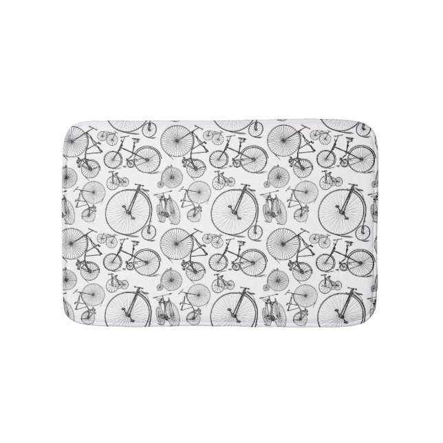 Old Fashioned Bicycles CUSTOM BACKGROUND COLOR Bath Mat (Front)