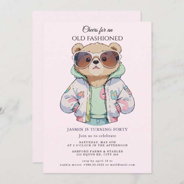 Old Fashioned" Birthday Invitation (Front/Back)