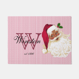 Old Fashioned Black Santa Monogram Doormat