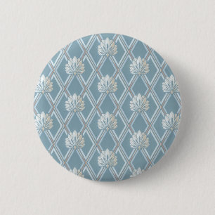 Old Fashioned Blue Fan Lattice Wallpaper Pattern 6 Cm Round Badge