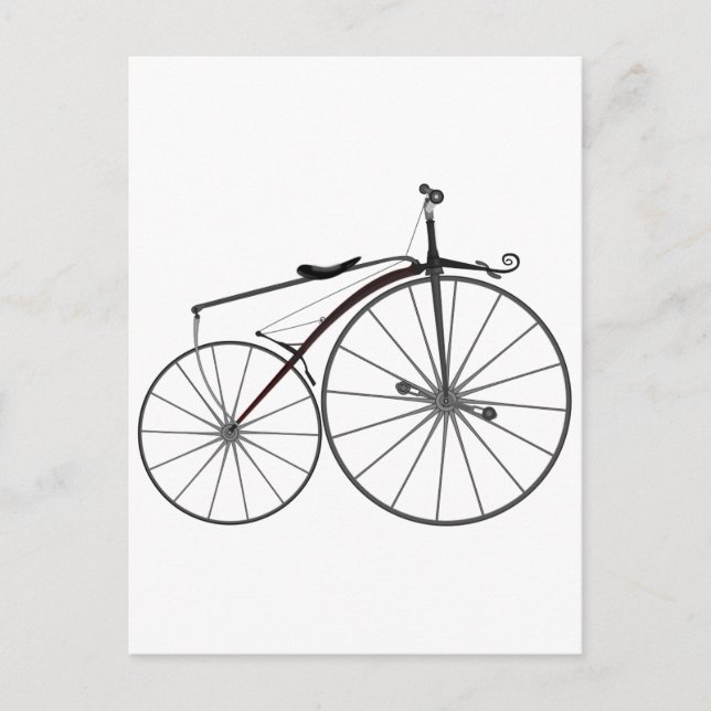 Old-Fashioned "Boneshaker" Bicycle Postcard (Front)