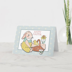 Old Fashioned Bunny and Chick Easter Card
