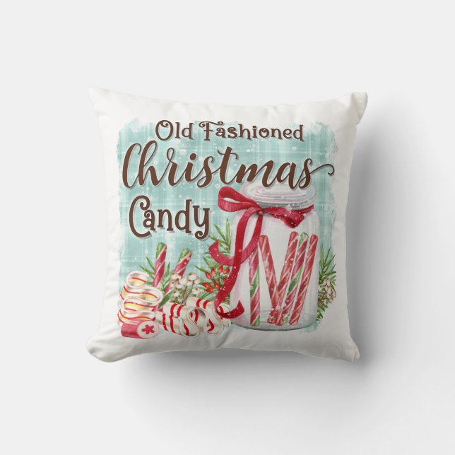 Old Fashioned Candy Christmas Home Decor Cushion (Front)