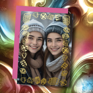 Old Fashioned Candy Frame and Your Photo Foil Holiday Card