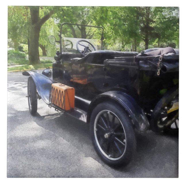 Old Fashioned Car With Luggage Rack' Tile (Front)