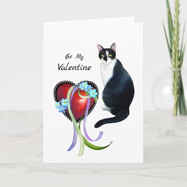 Old Fashioned Cat Valentine's Day Card (Front)