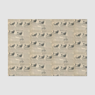 Old Fashioned Catalogue Christmas Sleds Tissue Paper