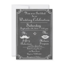 Old Fashioned Chalkboard Wedding Invitation