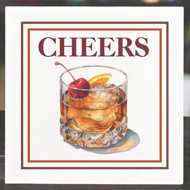 Old Fashioned Cheers Cocktail Napkin (Creator Uploaded)
