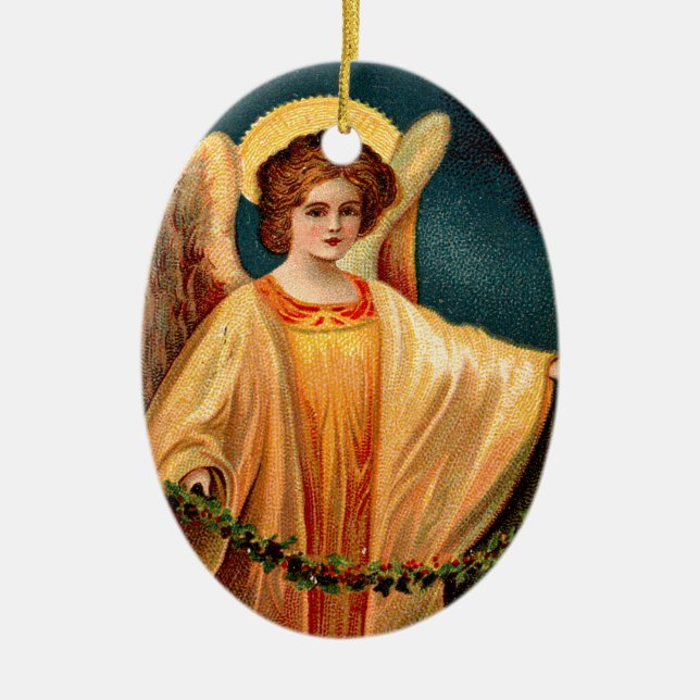 Old-fashioned Christmas, Angel Ceramic Tree Decoration (Front)