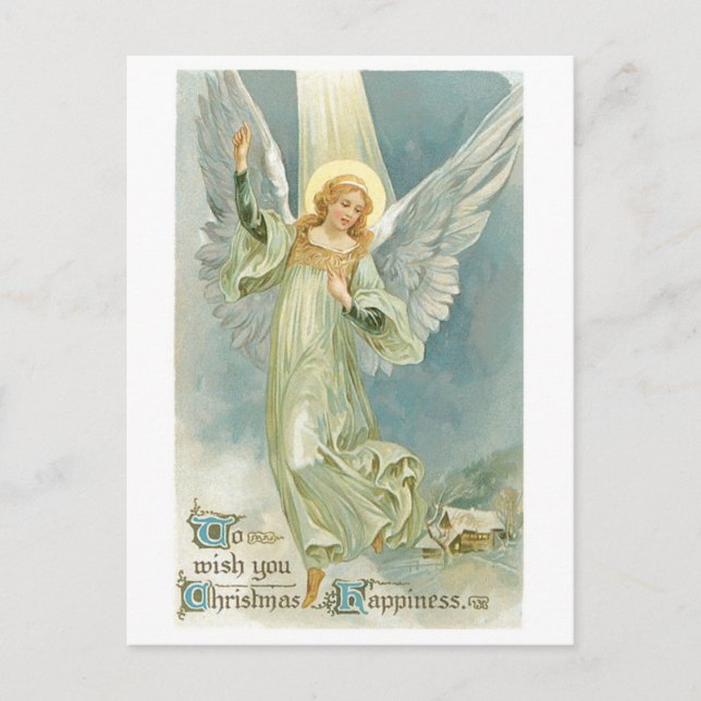 Old Fashioned Christmas Angel Gloria Holiday Postcard (Front)