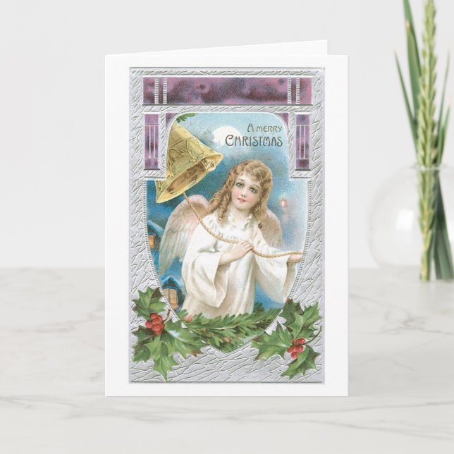 Old-fashioned Christmas, Angel Holiday Card (Front)