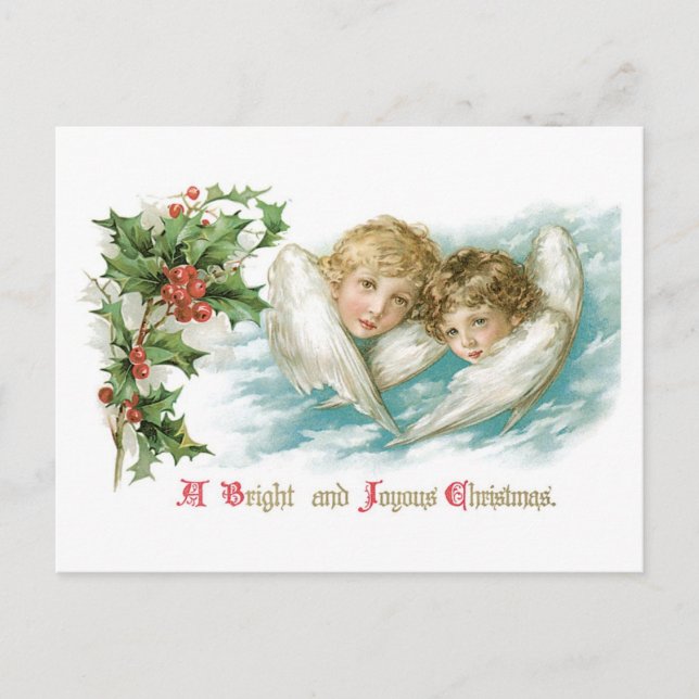 Old-fashioned Christmas, Angels Holiday Postcard (Front)