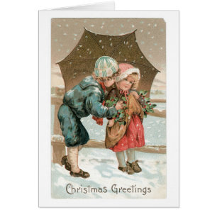 Old-fashioned Christmas, Boy & Girl