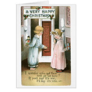 Old-fashioned Christmas, Boy & Girl