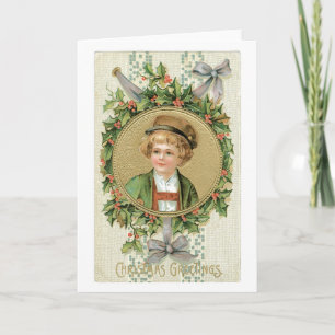 Old-fashioned Christmas, Boy Holiday Card