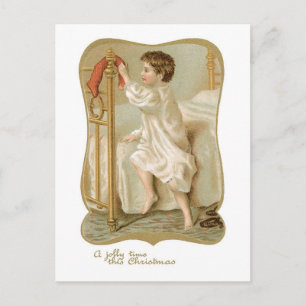 Old-fashioned Christmas, Boy Holiday Postcard