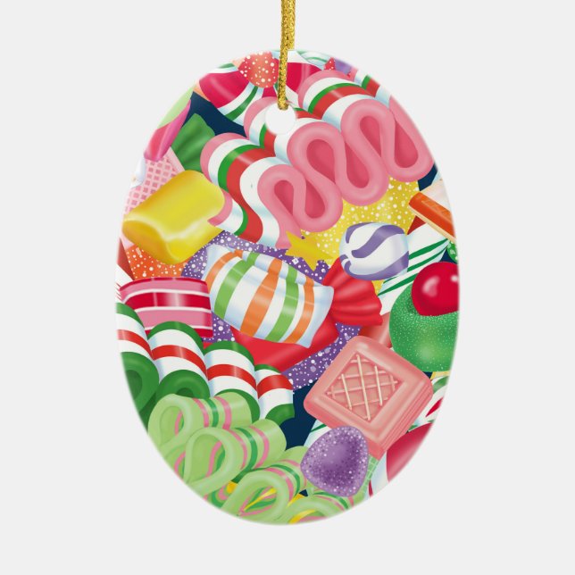 Old Fashioned Christmas Candy Ceramic Tree Decoration (Front)