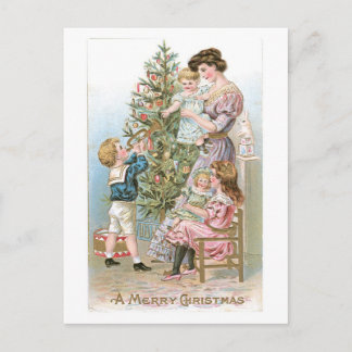 Old-fashioned Christmas, Famliy Holiday Postcard
