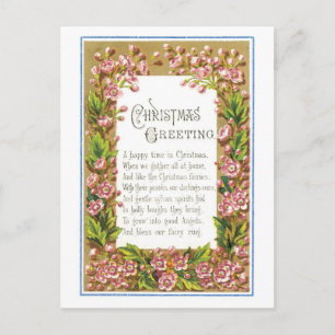 Old-fashioned Christmas, Flower Holiday Postcard