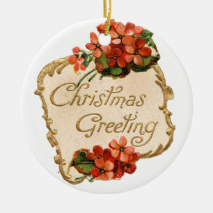 Old-fashioned Christmas, Greeting Ceramic Ornament