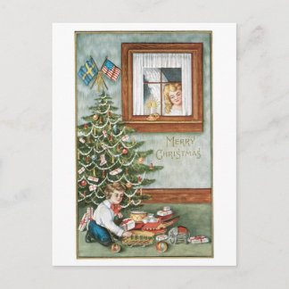 Old-fashioned Christmas Holiday Postcard