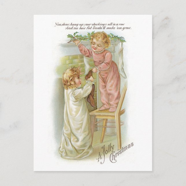 Old-fashioned Christmas Holiday Postcard (Front)