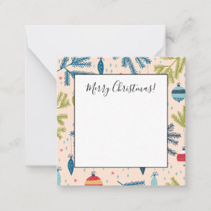 Old Fashioned Christmas Ornaments Hanging on Trees Card