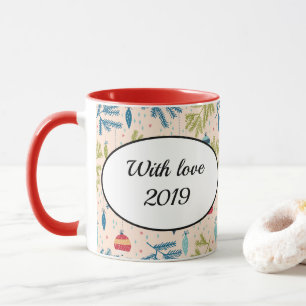 Old Fashioned Christmas Ornaments Hanging on Trees Mug