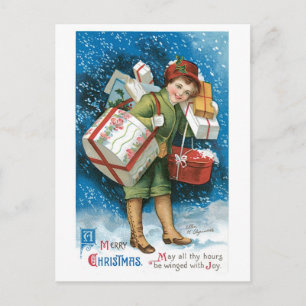 Old Fashioned Christmas Presents Holiday Postcard