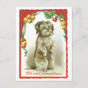 Old-fashioned Christmas, Puppy Holiday Postcard