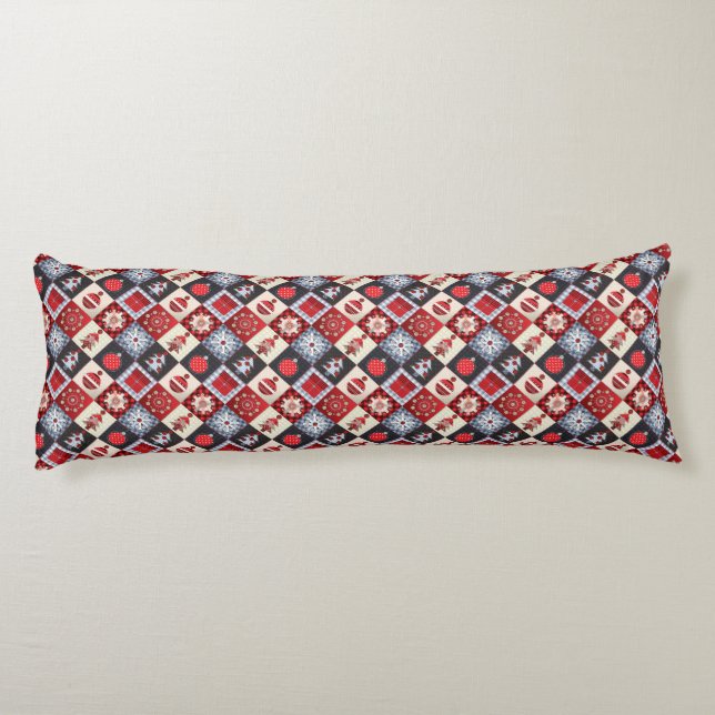 Old Fashioned Christmas Quilt Body Cushion (Back)