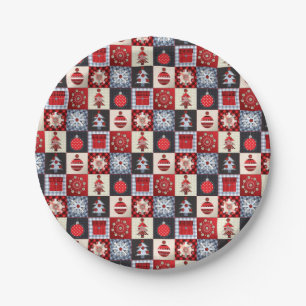 Old Fashioned Christmas Quilt Paper Plate