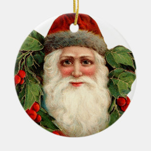 Old-fashioned Christmas, Santa Ceramic Ornament